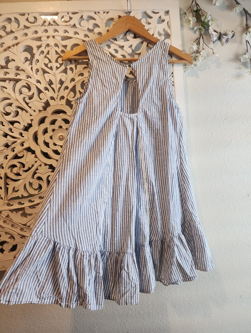 ELEMENT STRIPES MINI DRESS ASYMETHRICAL SLEVELESS BACK KEYHOLE UNLINED SZ SMALL - Picture 13 of 15